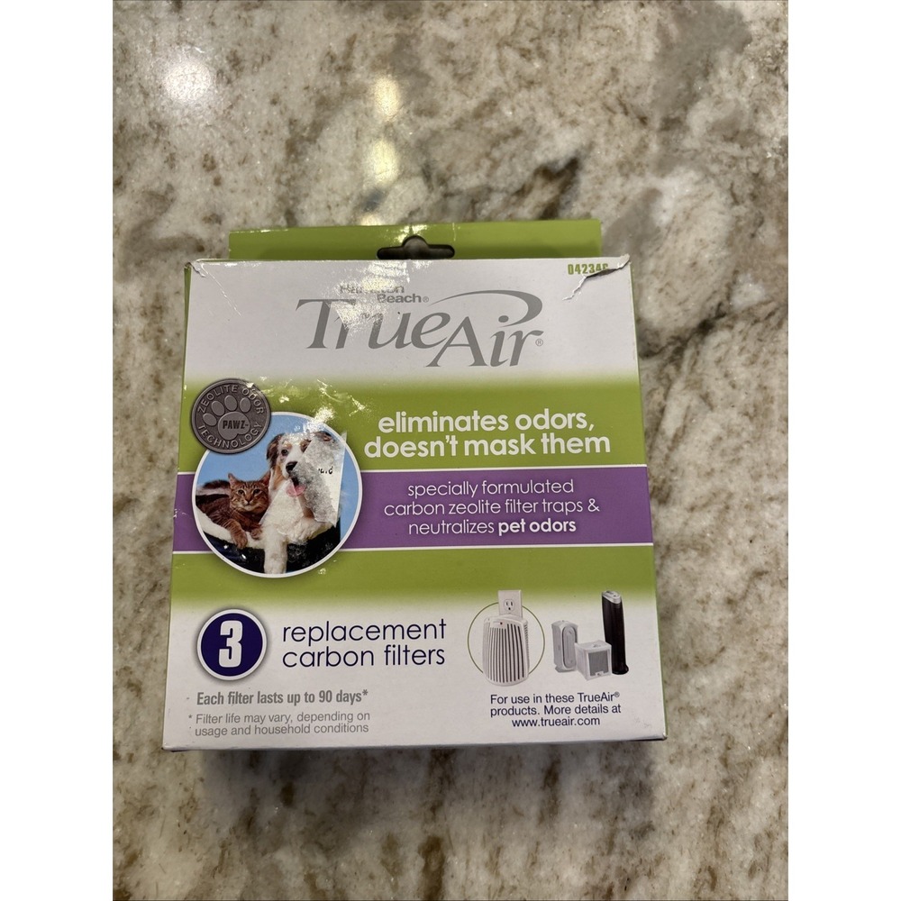 Hamilton Beach TrueAir 3 Pack Replacement Carbon Filters Pet Odors 04234G